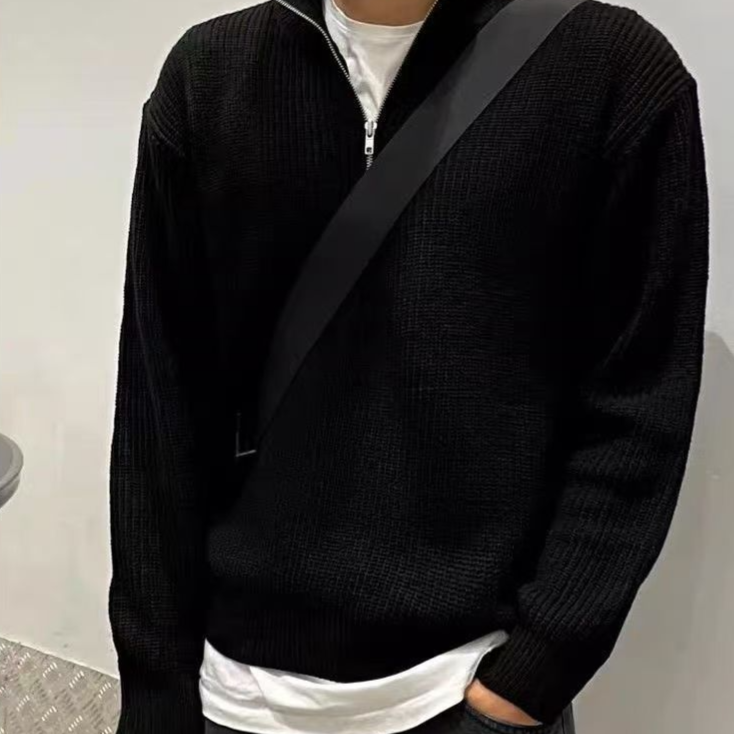 Mens Pearl Half Zipper Knit Sweater