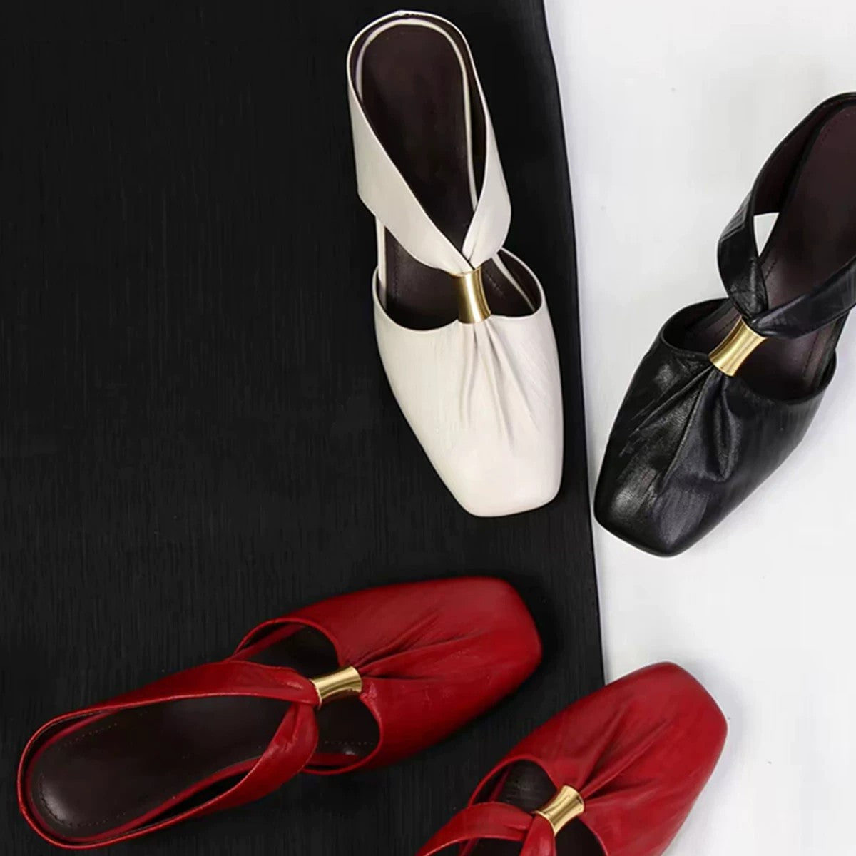Womens French Style Sheepskin Mules