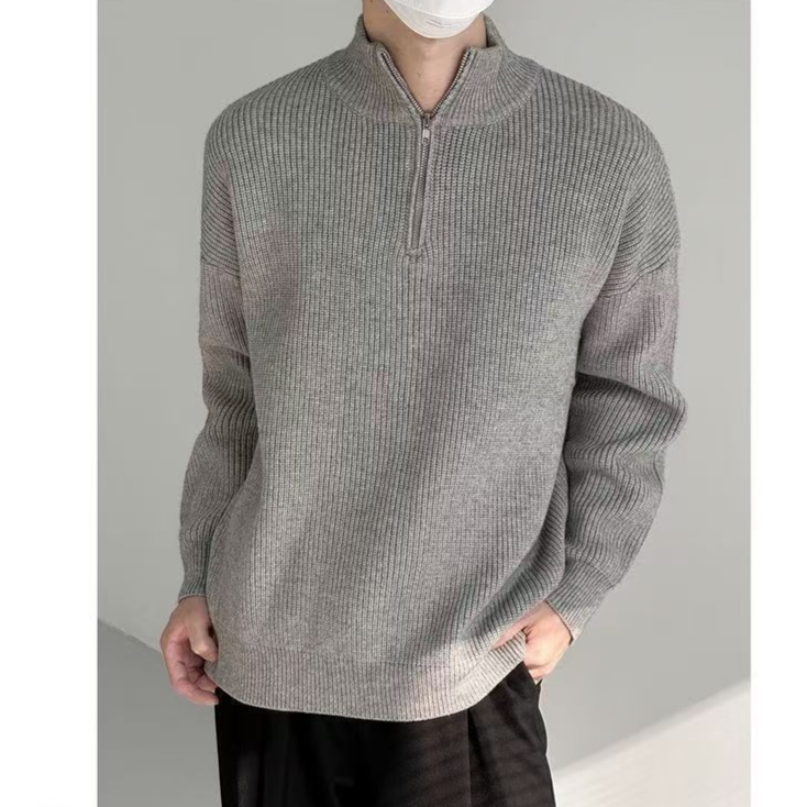 Mens Pearl Half Zipper Knit Sweater