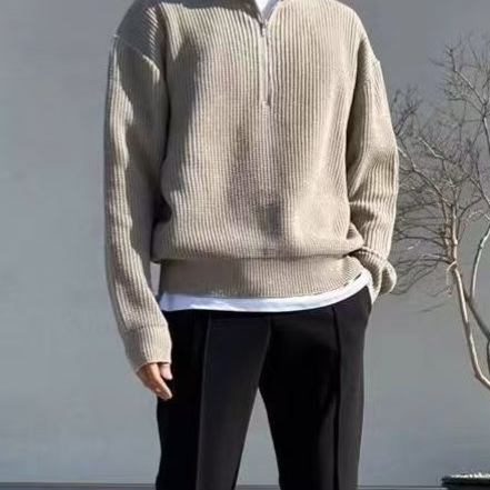 Mens Pearl Half Zipper Knit Sweater